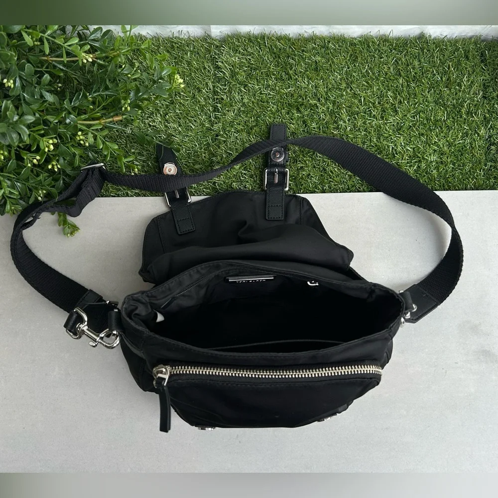 Tory Burch Black Nylon Crossbody Bag with Silver Hardware